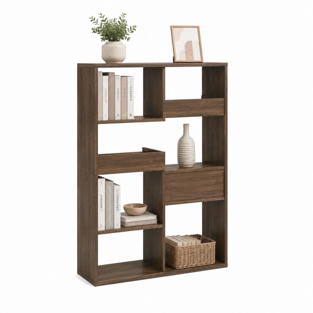 Libreria a giorno rettangolare marrone in truciolare melaminico 80 x 30 x 160 cm