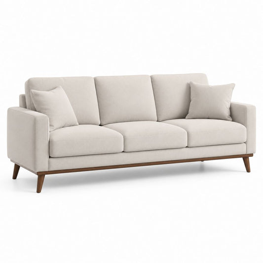 Divano 3 posti beige in poliestere forma lineare 220 x 90 x 85 cm