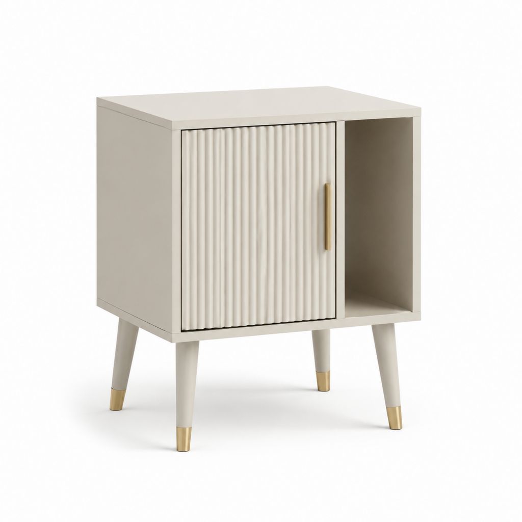 Comodino con anta scorrevole avorio in MDF rettangolare 45 x 40 x 60 cm