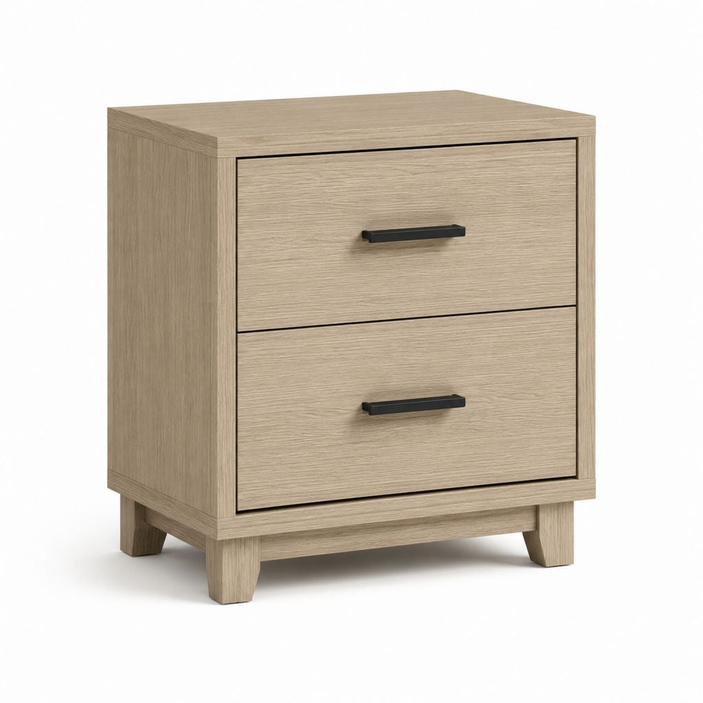 Comodino a 2 cassetti rovere chiaro in pannello truciolare 50 x 40 x 55 cm