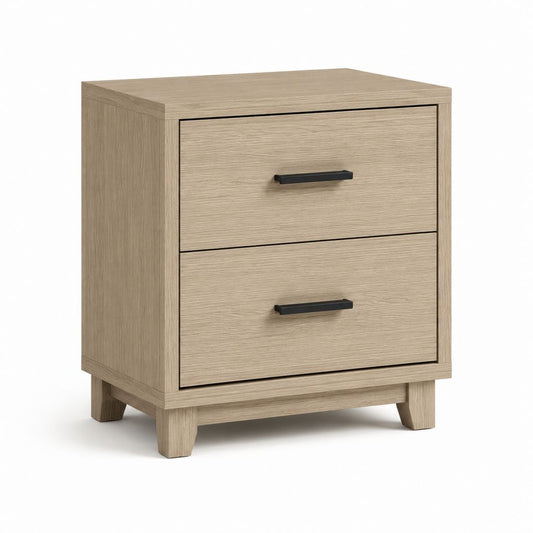Comodino a 2 cassetti rovere chiaro in pannello truciolare 50 x 40 x 55 cm