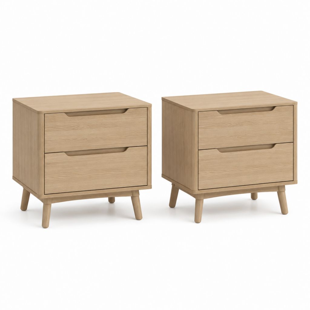 Set di 2 comodini con 2 cassetti rovere chiaro in pannello MDF 45 x 40 x 55 cm