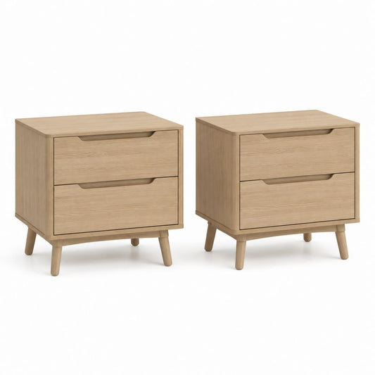 Set di 2 comodini con 2 cassetti rovere chiaro in pannello MDF 45 x 40 x 55 cm
