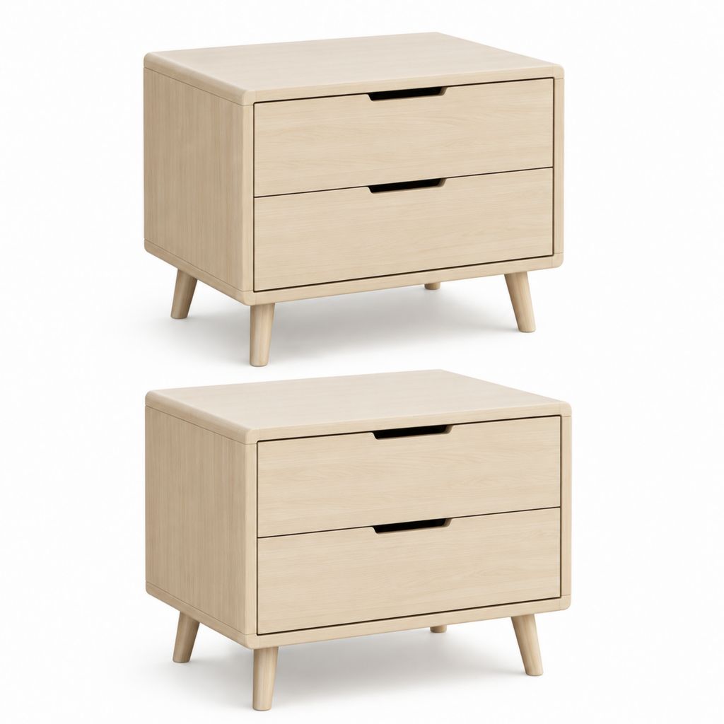 Set di 2 comodini con 2 cassetti rovere chiaro in MDF impiallacciato 50 x 40 x 55 cm