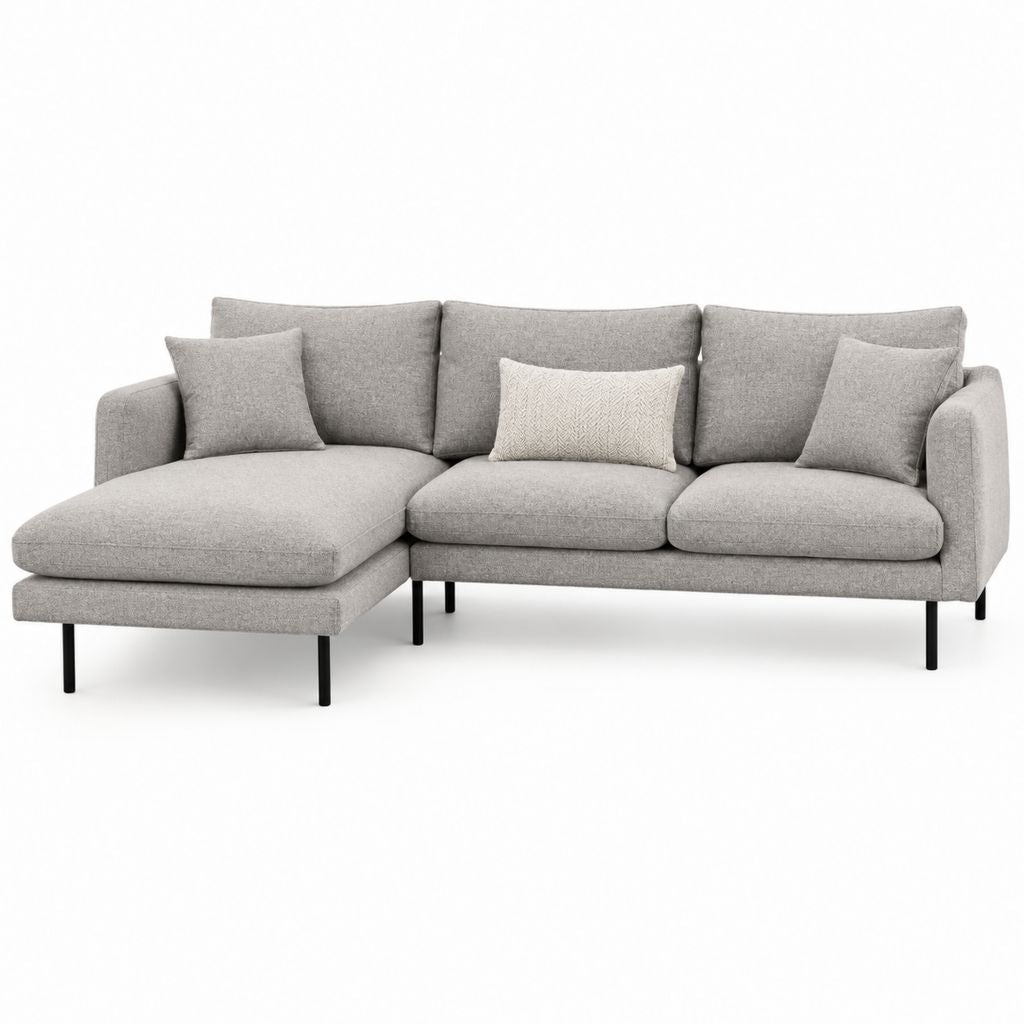 Divano angolare con chaise longue sinistra grigio in poliestere a L 240 x 150 x 85 cm