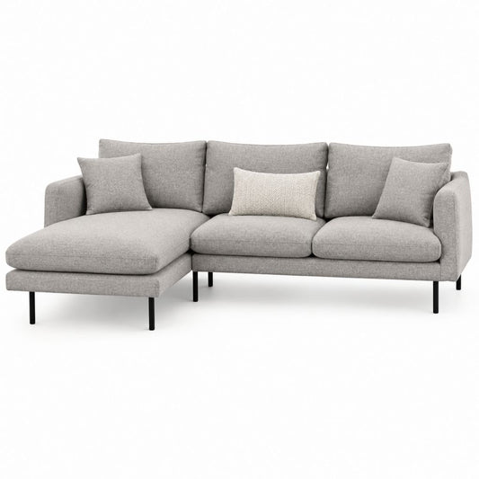 Divano angolare con chaise longue sinistra grigio in poliestere a L 240 x 150 x 85 cm
