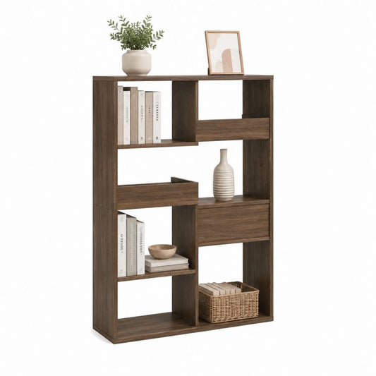 Libreria a giorno rettangolare marrone in truciolare melaminico 80 x 30 x 160 cm