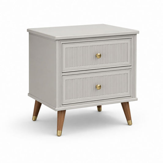 Comodino con 2 cassetti grigio chiaro in MDF e legno massello 50 x 40 x 60 cm